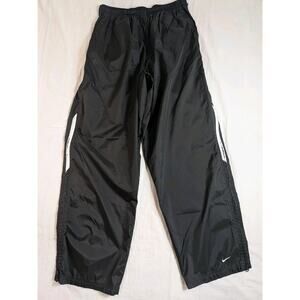 Vintage Nike Track Pants Men XXL Full Zip Black Baggy Swoosh Y2K 2XL